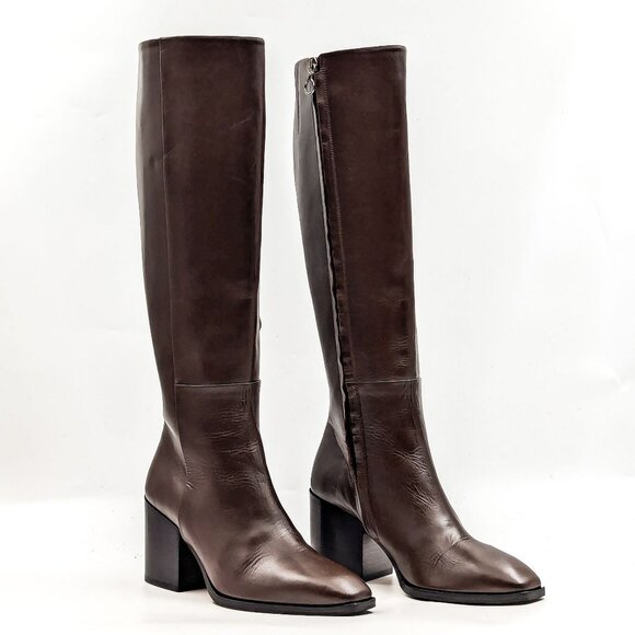Aeyde Shoes - Aeyde Women Teresa Brown Leather Riding Zip Heel Boots size 7US EUR37